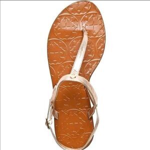 Kate Spade 6 Citrine Flat T-strap Sandals Rose Gold Leather Beach Resort Strappy